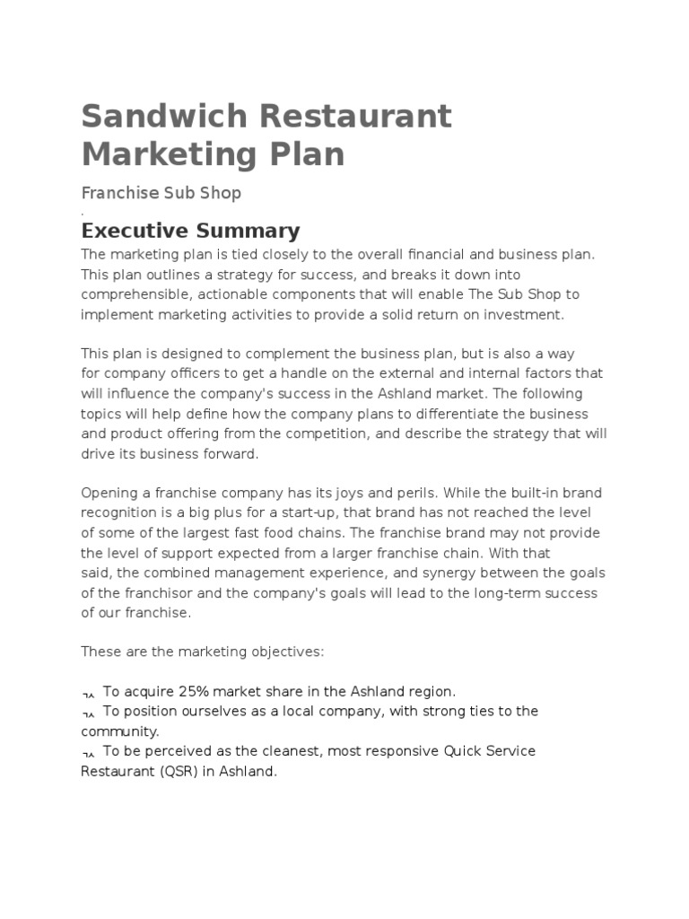Business Plan Samples PDF Fast Food Restaurants Fast Food