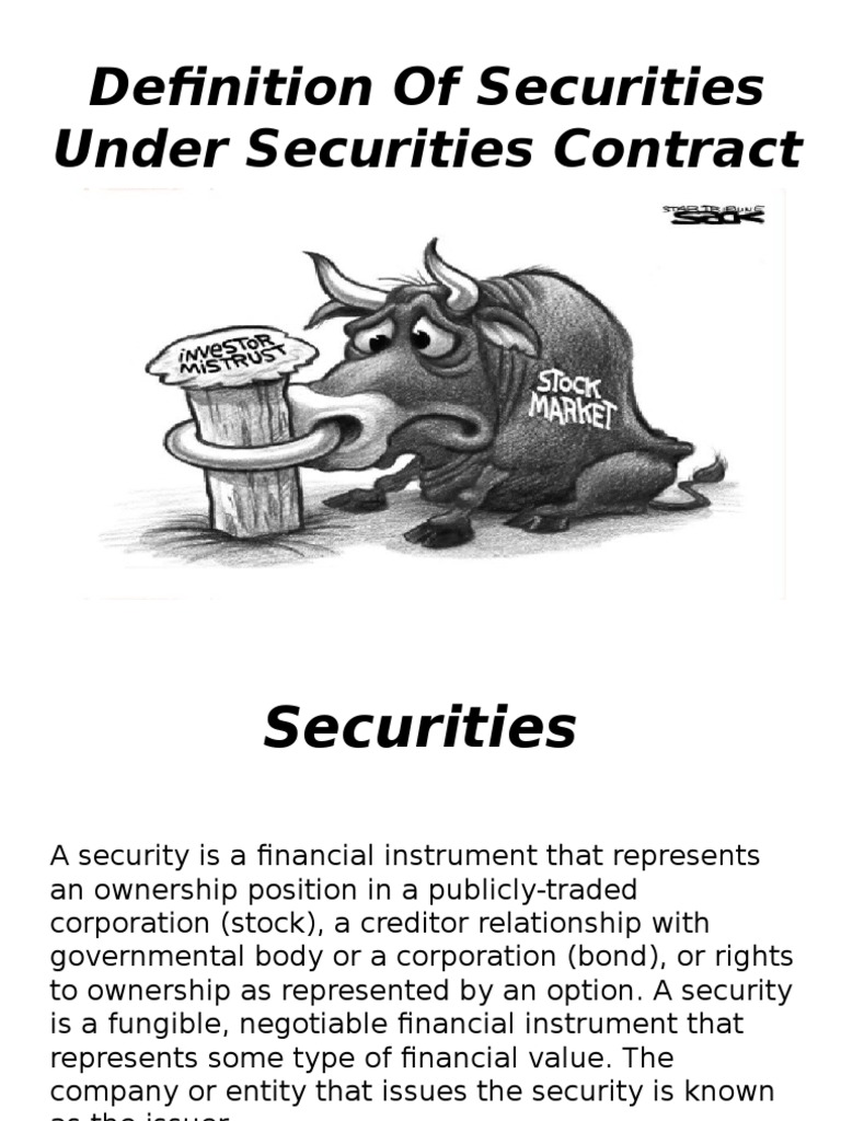 Definition of Securities Under Securities Contract Regulation Act