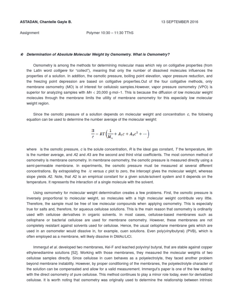 Osmometry PDF Materials Science Materials