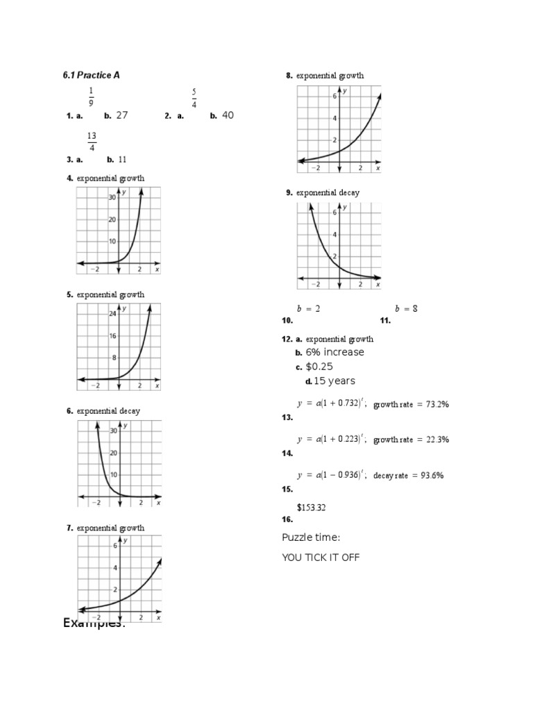 Exponential Growth and Decay Practice | PDF