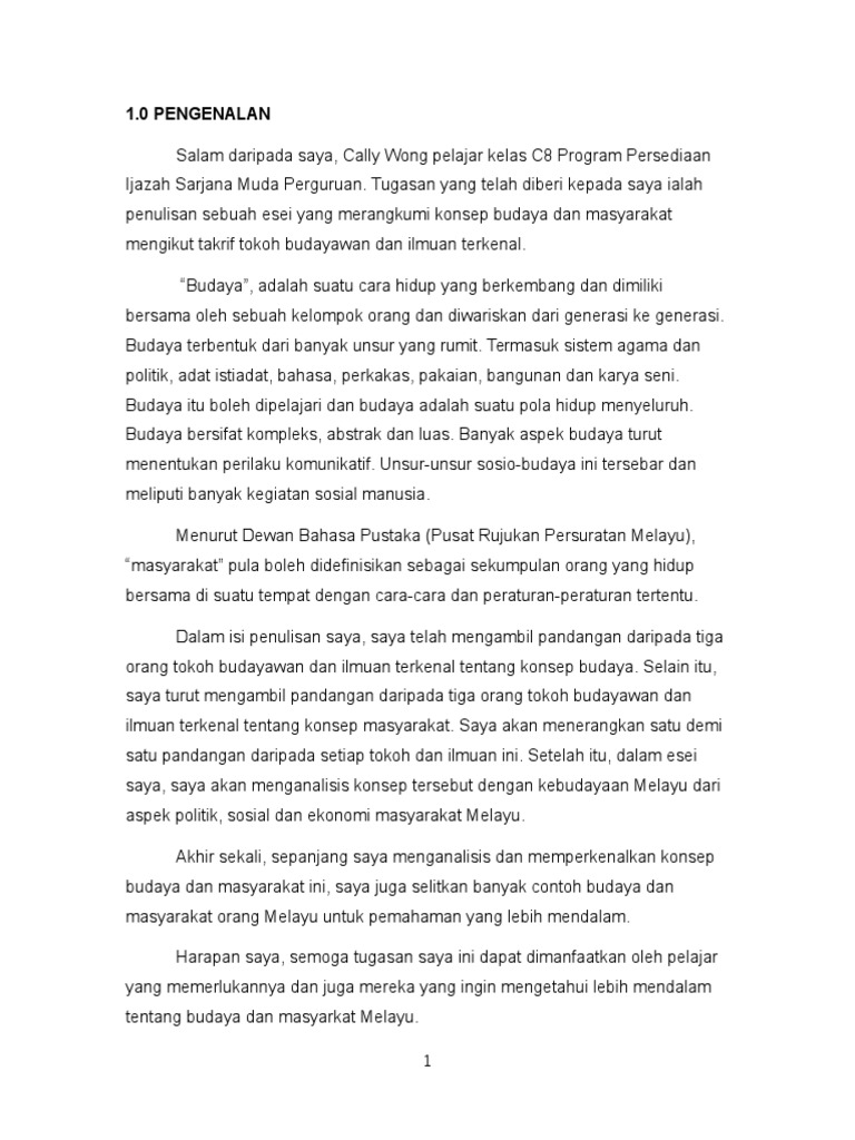 Pengenalan Kebudayaan Dan Kesusasteraan Melayu Konsep Budaya Dan Masyarakat Pdf