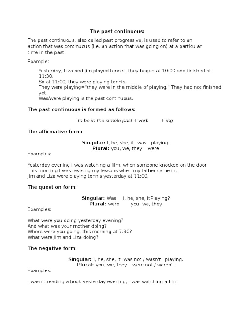 Understanding Past Continuous Tense | PDF | Language Arts & Discipline ...