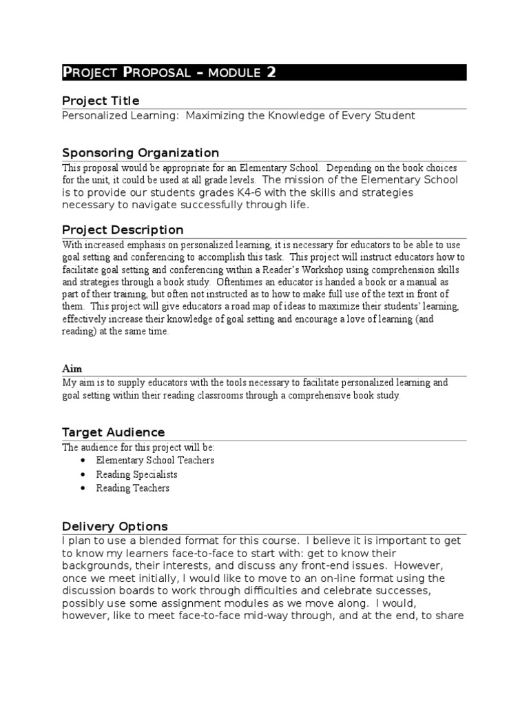 Project Proposal Reading Comprehension Goal Setting