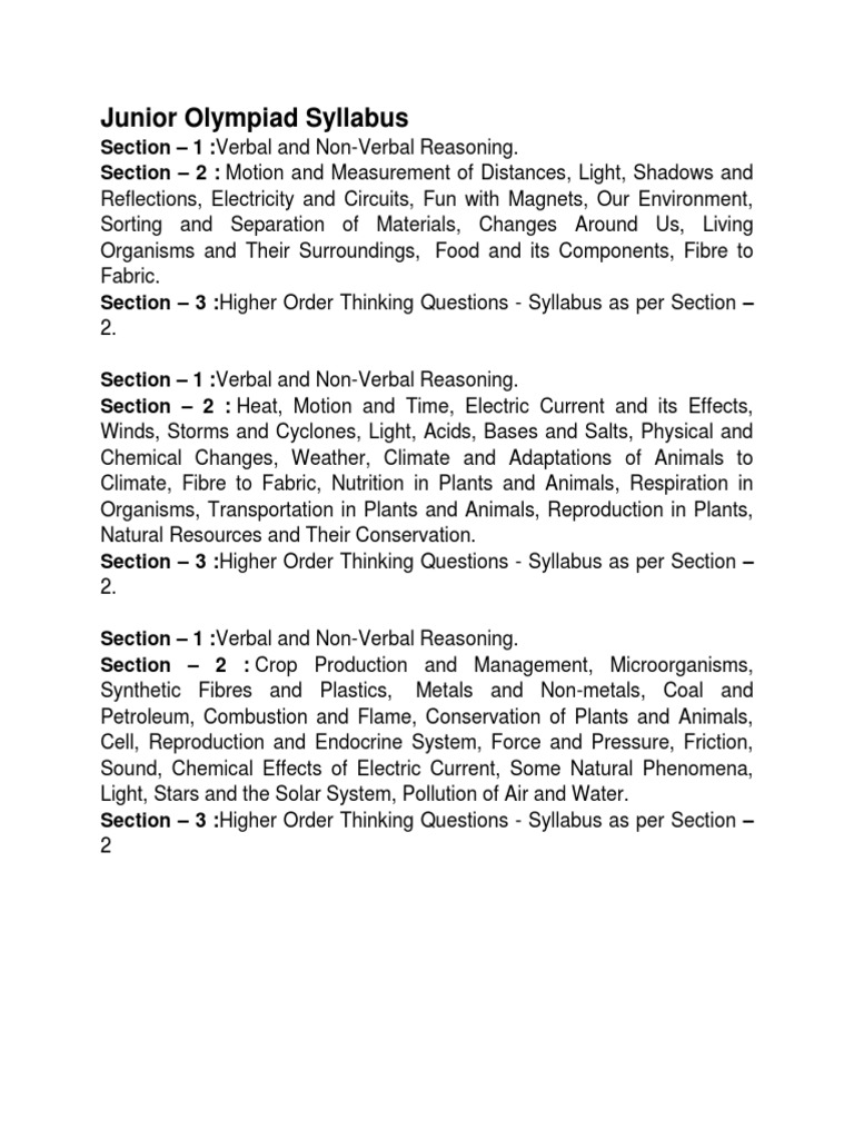 Junior Olympiad Syllabuspdf Exponenciación Física Y