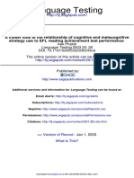 A Closer Look at the Relationship of Cognitive and Metacognitive Strategy Use to EFL Reading Achievement Test Performance