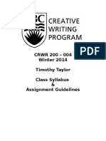 CRWR 200 004 Winter 2014 Syllabus Assignment Guildelines and Grading Rubrics