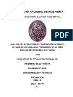 Análisis de La Capacidad de Transmisión en Estado Estable de Las Líneas de Transmisión en El Perú Por Los Métodos IEEE, IEC y AWCO