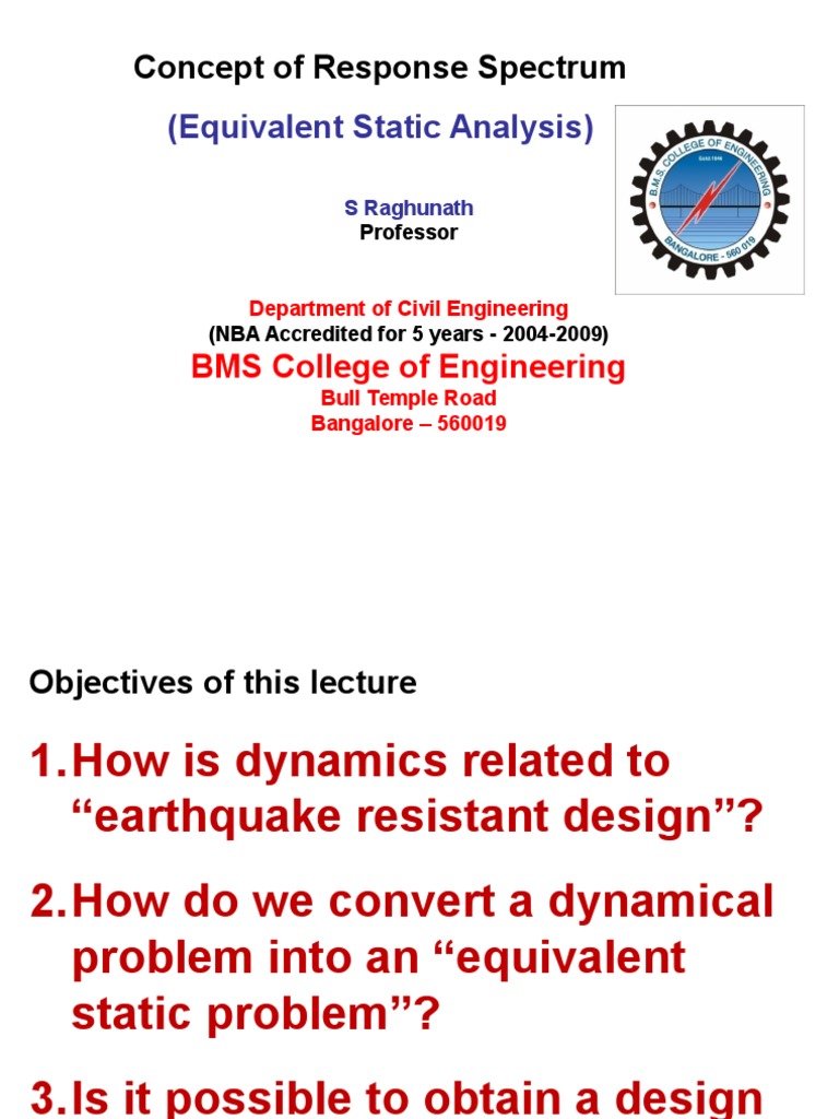Concept Of Response Spectrum Pdf Force Resonance