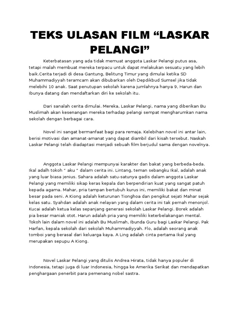 Teks Ulasan Film Laskar