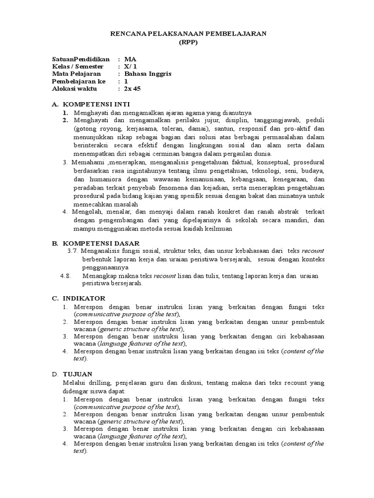 Rpp Kelompok Bahasa Inggris Pablo Picasso Indonesia