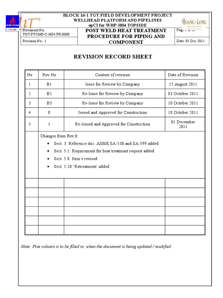PWHT Procedure for Carbon Steel Piping | PDF | Pipe (Fluid Conveyance ...