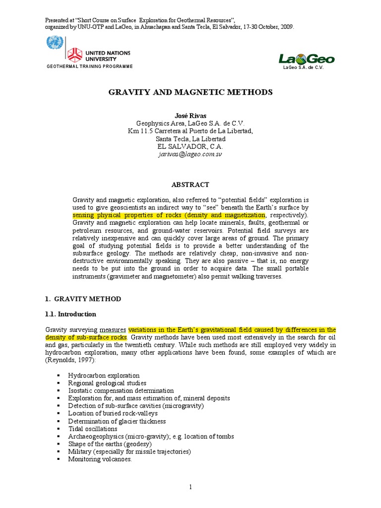 Gravity and Magnetic Methods PDF | PDF | Magnetometer | Magnetic Field