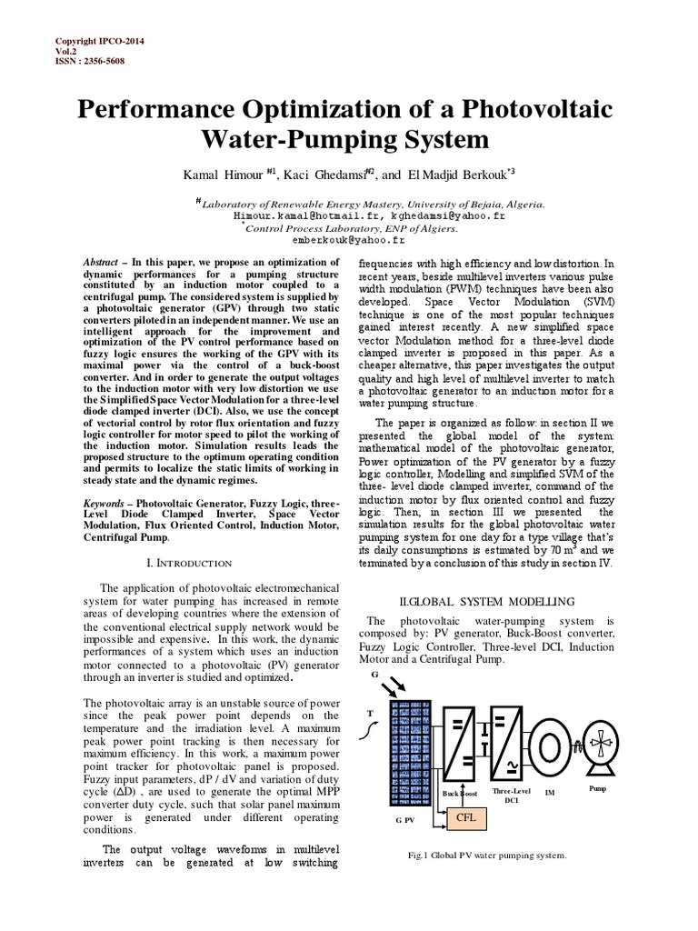 Performance Optimization of A Photovoltaic Water-Pumping System | PDF