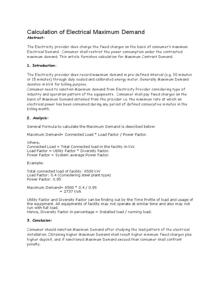 Maximum Demand Calculation in Electricity | PDF | Thermography ...