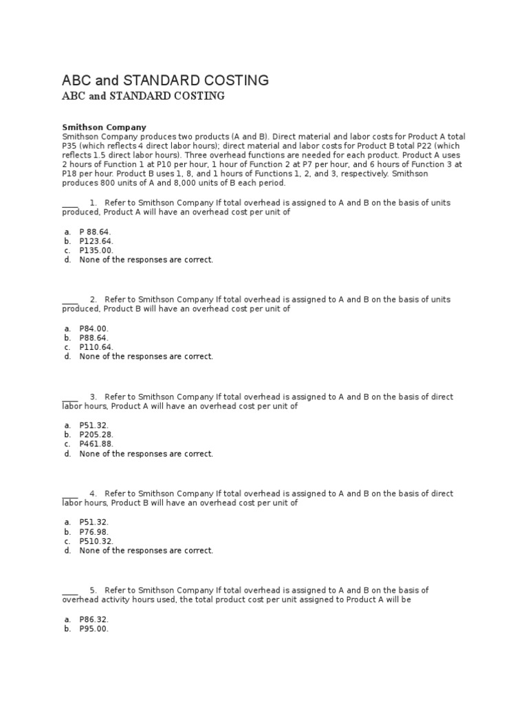 ABC and Standard Costing | PDF | Business Economics | Economies