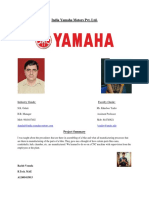 India Yamaha Motors internship project report