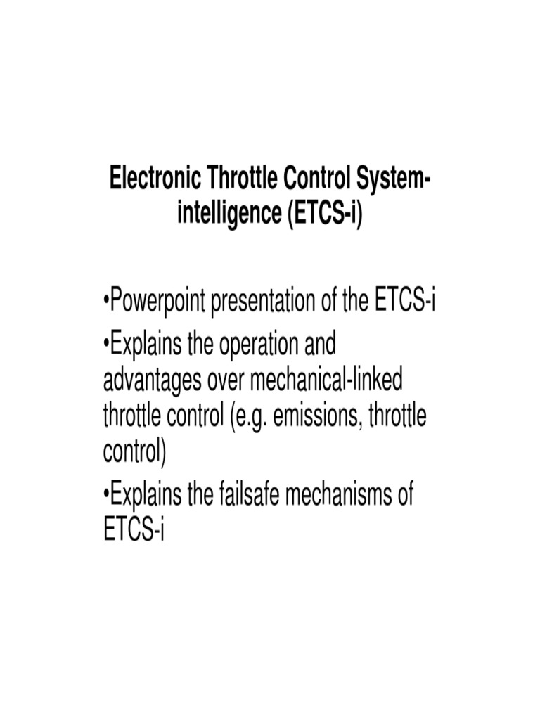 Electronic Throttle Control System-Intelligence (ETCS-i) | PDF ...