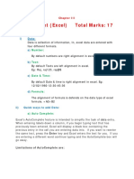 Excel Spreadsheet Formatting and Functions