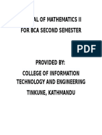 Manual of Mathematics Ii For Bca Second Semester