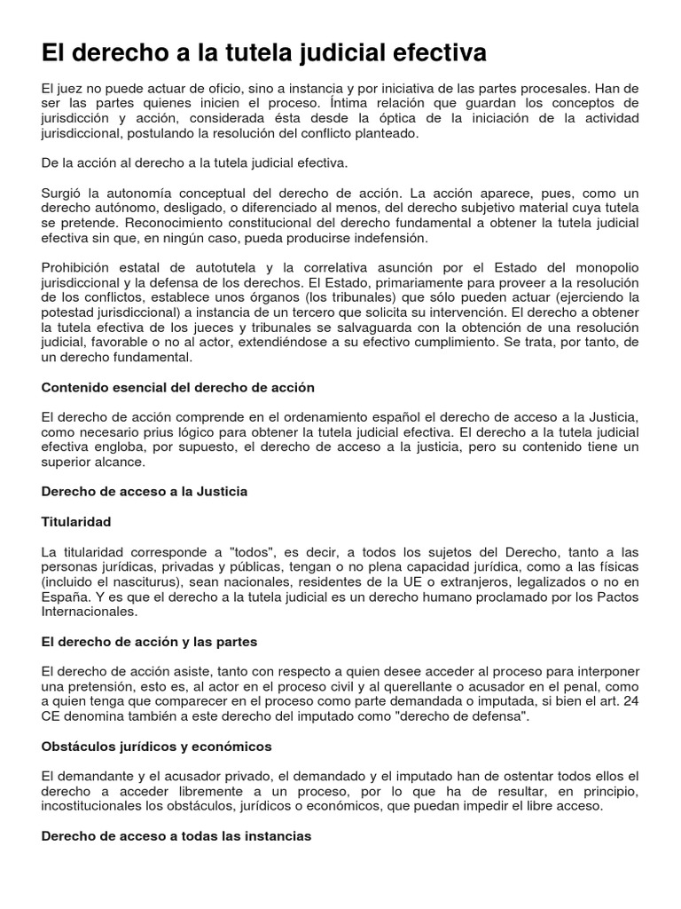 Derecho a la Tutela Judicial Efectiva | PDF | Ley procesal | Jurisdicción