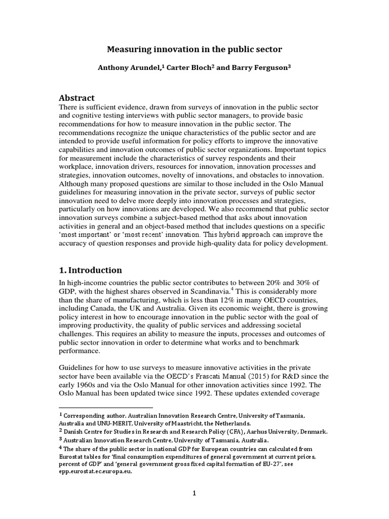 Measuring Public Sector Innovation | PDF | Top Down And Bottom Up ...