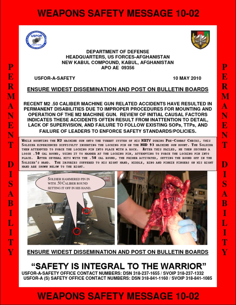 M2 Machine Gun Safety Message 10-02 | PDF | Machine Gun | Hazards