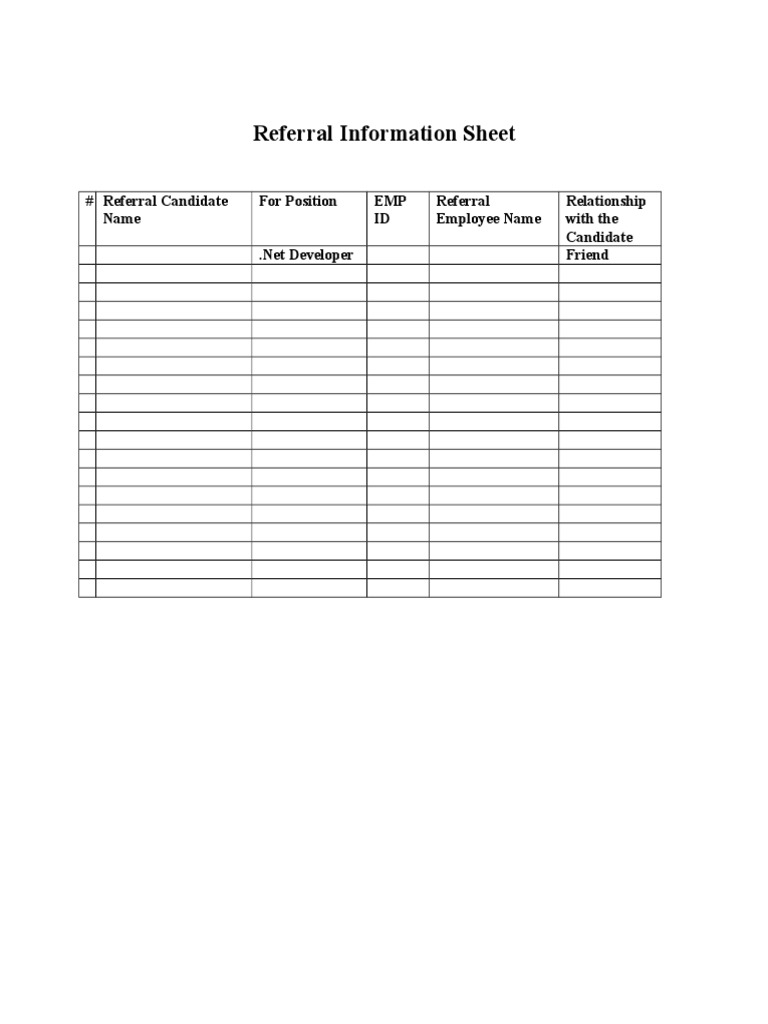 Referral Sheet | PDF | Business