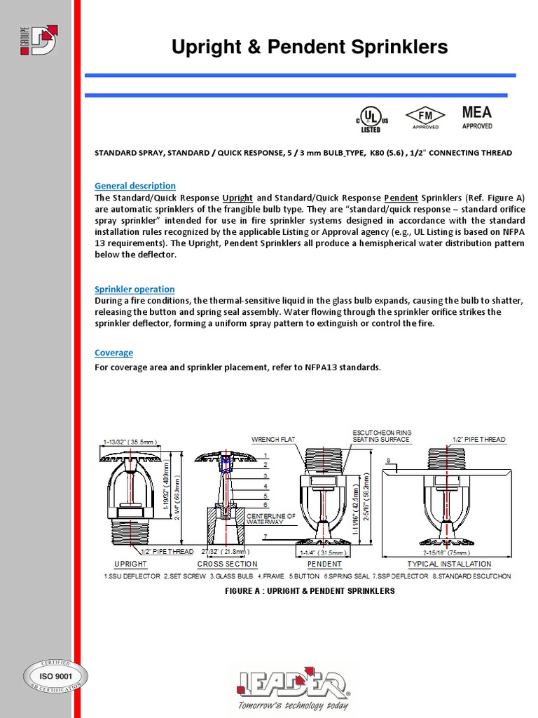 Upright Pendent Sprinklers | Fire Sprinkler System | Mechanical Engineering