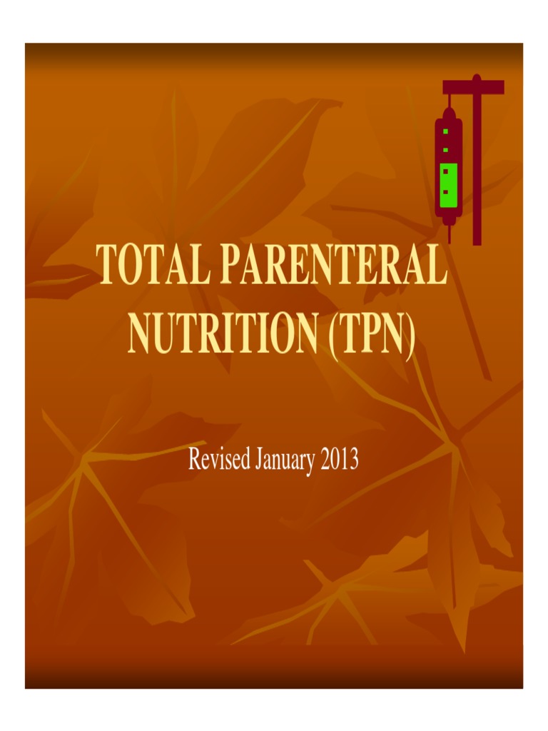 Total Parenteral Nutrition PDF PDF Intravenous Therapy Health