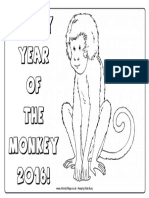 Happy Year of The Monkey Colouring Page