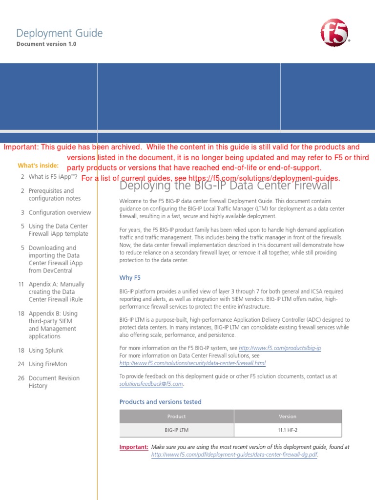 Deploying The Big Ip Data Center Firewall Deployment Guide Pdf