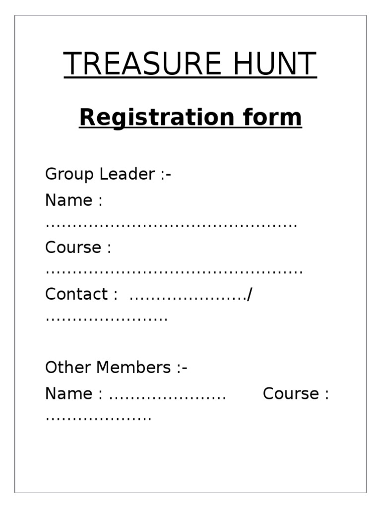 TREASURE HUNT Registration Form PDF