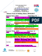 Holiday Dates 2016 - 17