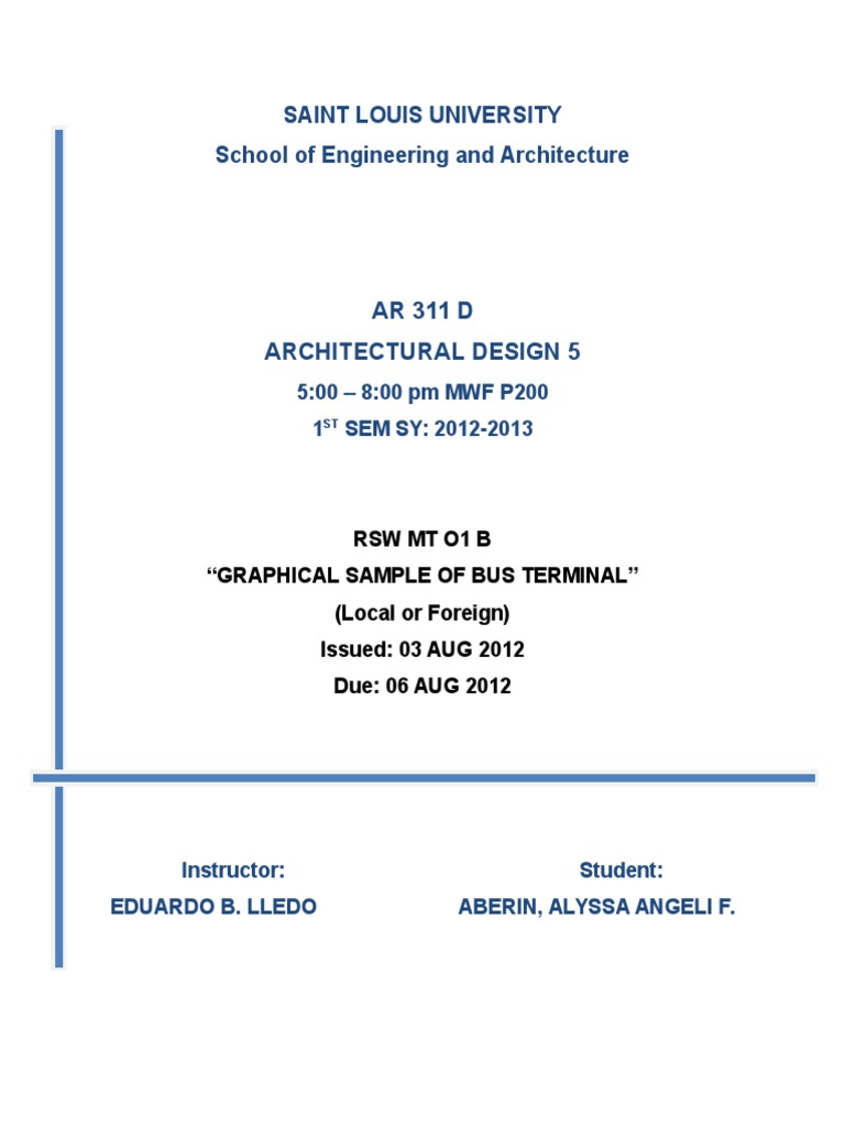 Graphical Sample of Bus Terminal Design | PDF