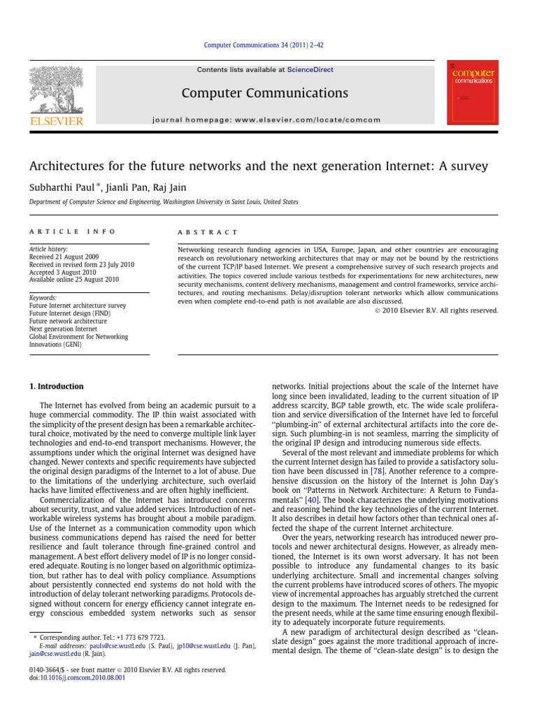 Computer Communications: Subharthi Paul, Jianli Pan, Raj Jain | PDF ...