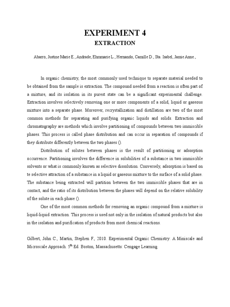 Organic Chemistry Extraction Techniques | PDF | Wellness