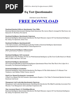 Eq Test Questionnaire Pdf Pdf Emotional Intelligence Psychological Evaluation