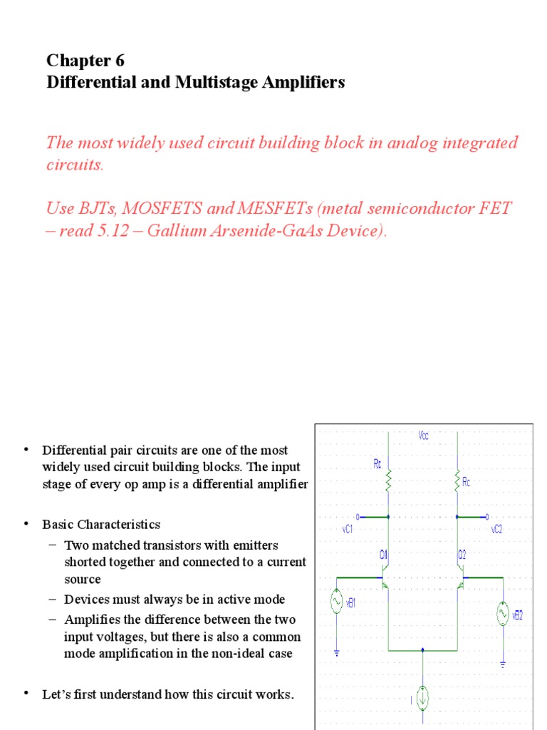 Differential and Multistage Amplifiers PDF Amplifier Bipolar