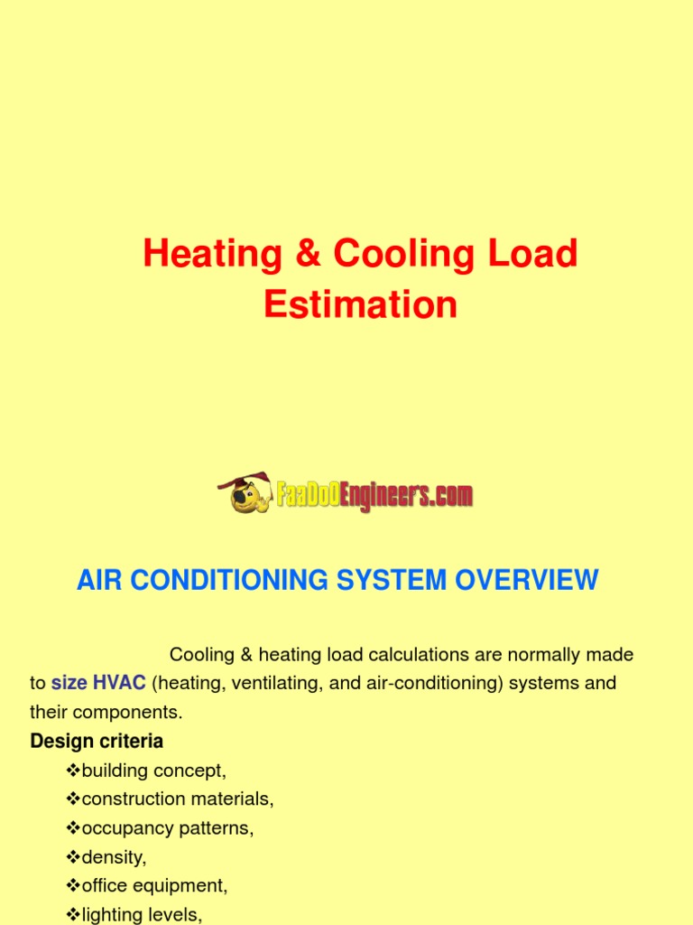 Air Condiitoning Heating & Cooling Load Calculations PDF PDF
