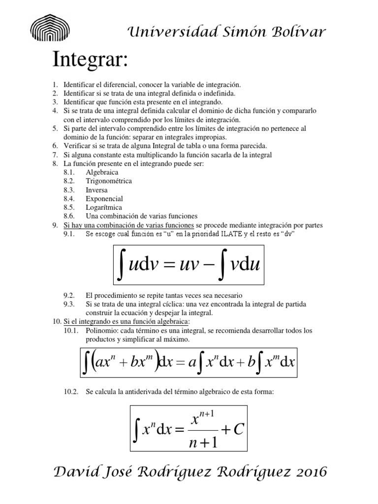 Guía - Cómo Integrar | PDF | Integral | Cálculo
