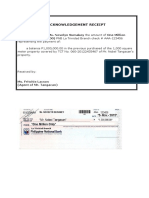 Acknowledgement Receipt: Pesos (P1,000,000.00) PNB La Trinidad Branch Check # AAA-123456