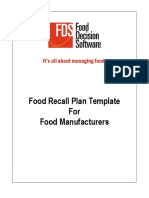 Food Recall Plan Outline For Food Manufacturers