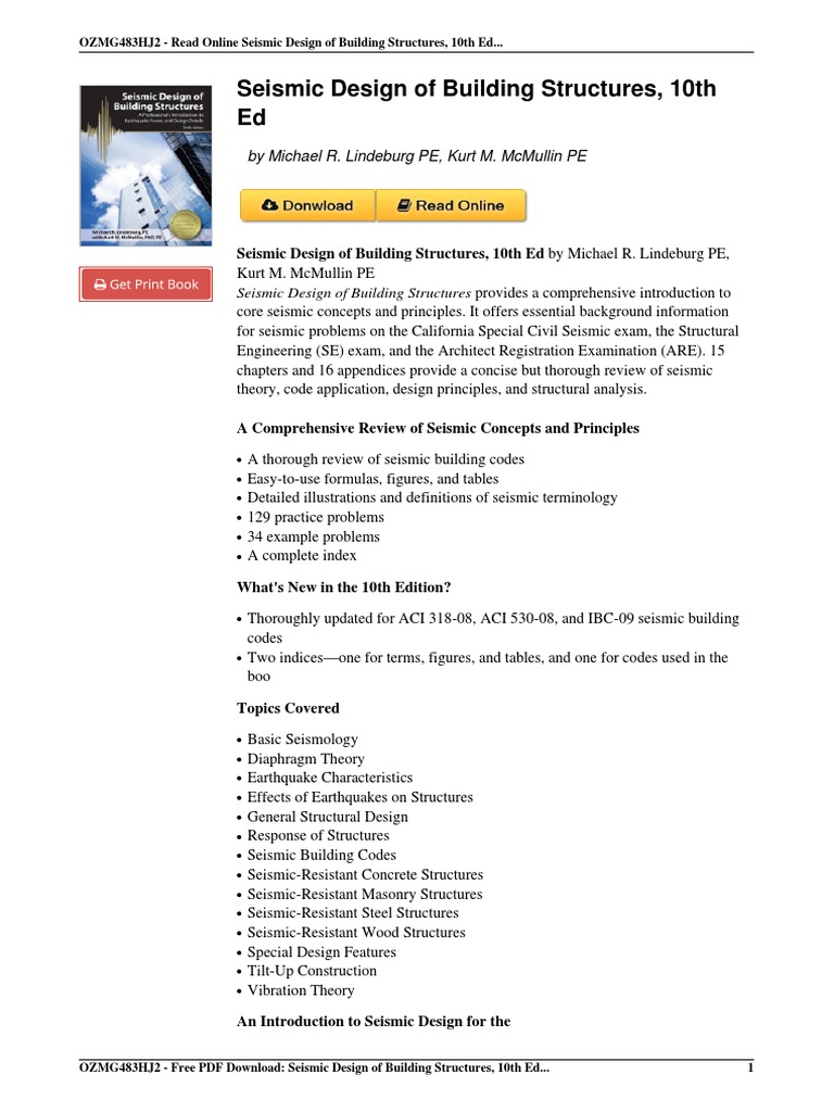 Seismic Design Building Structures 10th 51ob2WAQ BL | PDF | Seismology ...