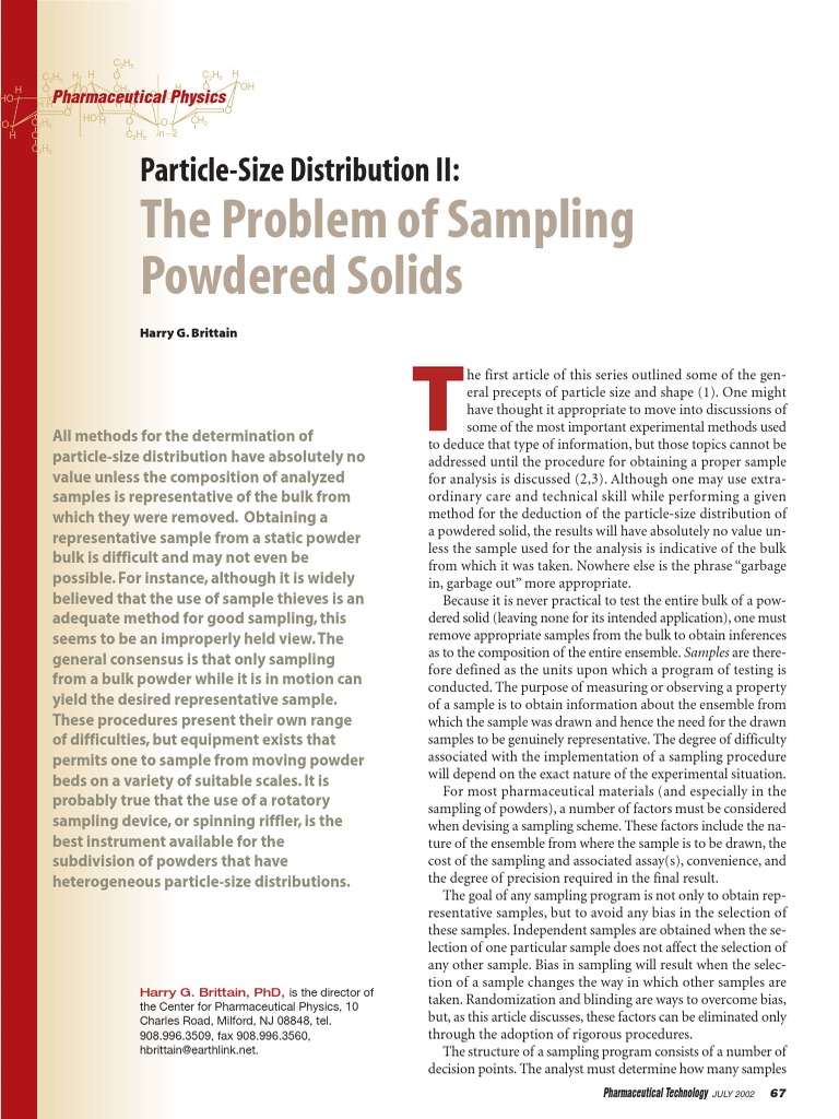 Sampling Techniques for Powdered Solids | PDF | Particle Size ...