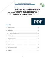 Informe y Resultados Del Primer Monitoreo de Efluentes Domesticos, No Domestico e Industriales, en El Casco Urbano Del Distrito de Tomaykichwa