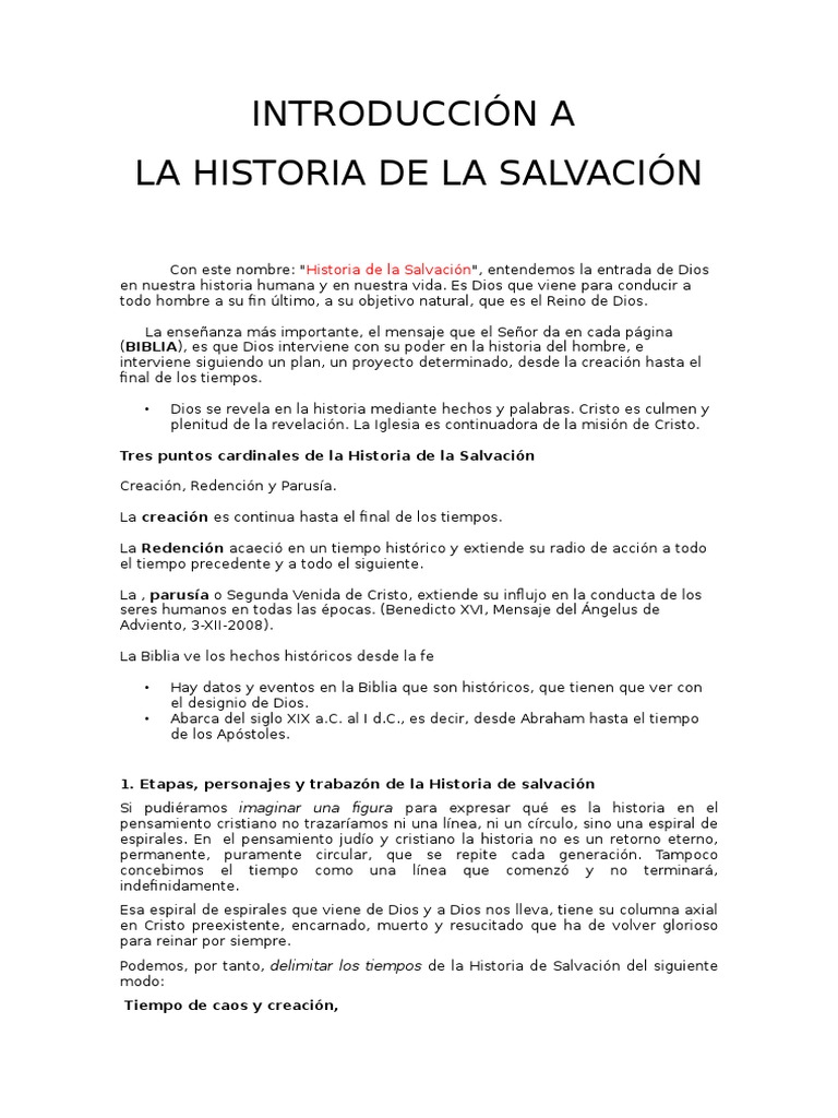 Introducción a La Historia de La Salvacion Cristo
