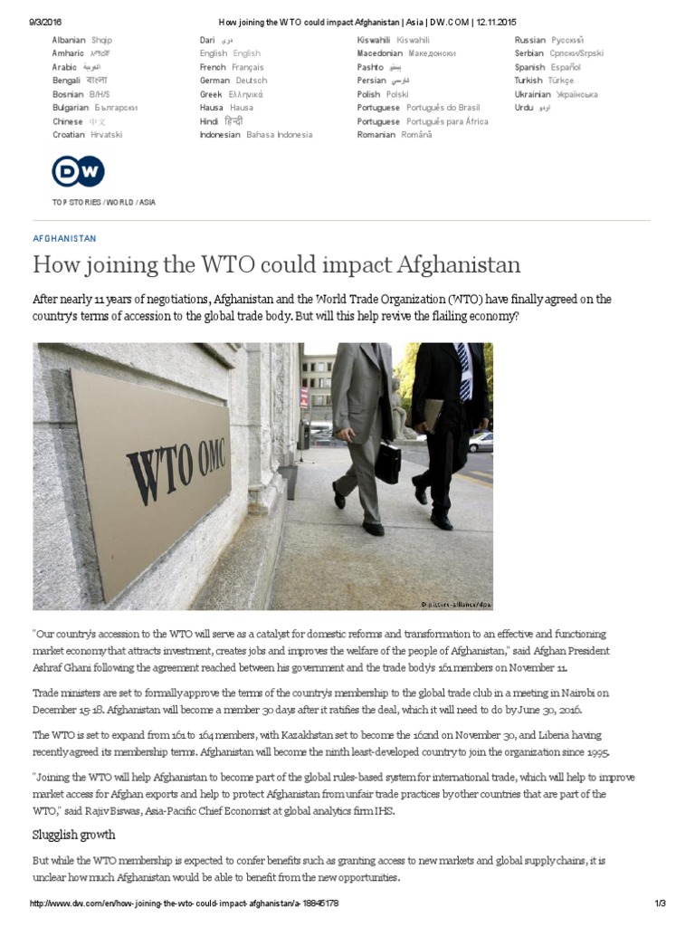 Image Result For Afghanistan And The World Trade Organization Wto