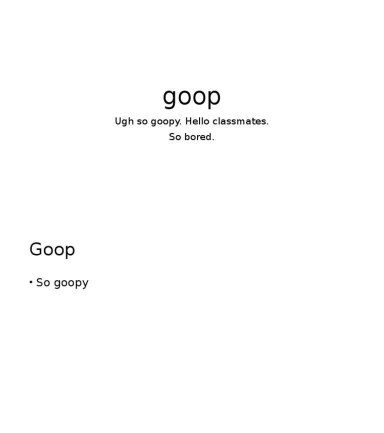 Goop: A Classmate's Boredom | PDF