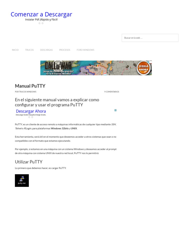 Manual PuTTY Manuales PDF Cookie HTTP Ventana (informática)