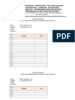 Daftar Hadir Kegiatan PKM